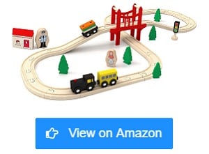 Wooden Train Track Set 52 Piece Pack 100% Compatible with All Major Brands ...